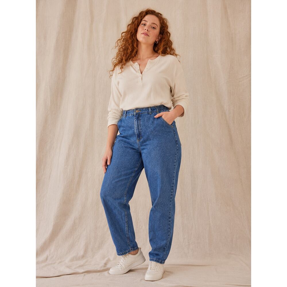 Vintage Lee Jeans 22W High Rise Tapered Mom Jeans USA Made Blue Denim 80s 90s